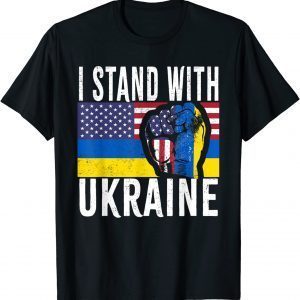 I Stand With Ukraine Flag American Flag Support Ukraine Free Ukraine Shirt