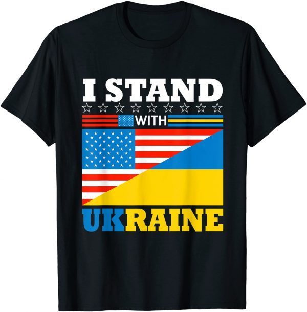 I Stand With Ukraine Ukrainian Support American USA Flag Classic Shirt