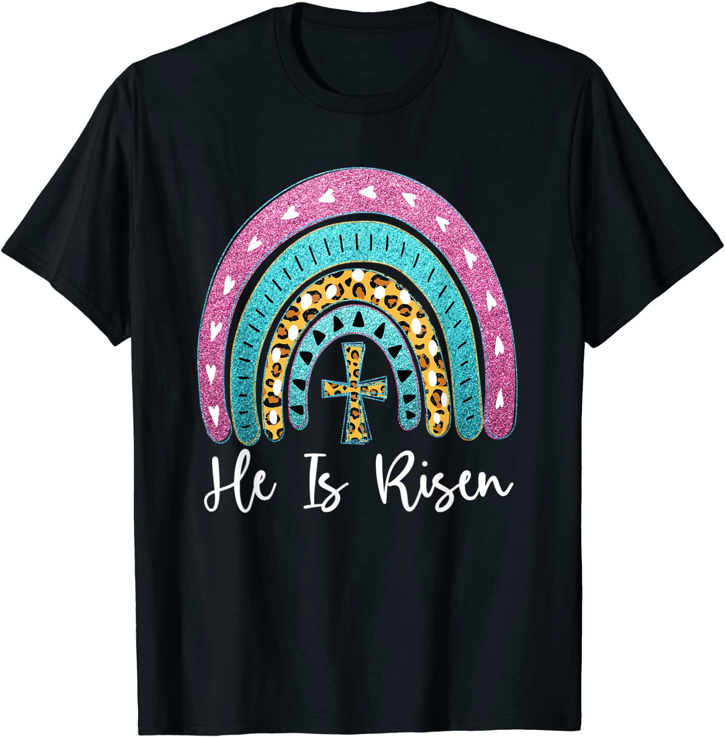 Leopard Rainbow He Is Risen Easter Day Christians Christ 2022 Shirt
