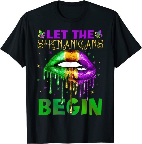 Let The Shenanigans Begin Mardi Gras Sexy Lips Classic Shirt