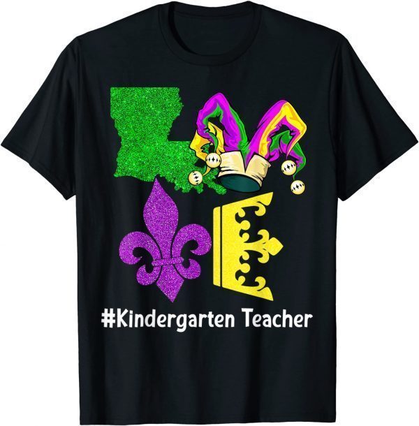 Love Kindergarten Teacher Mask Mardi Gras Carnival Gift Shirt