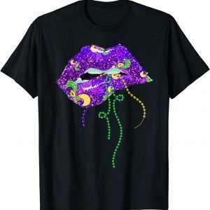 Mardi Gras Lips Queen Carnival Costume Purple & Golds Classic Shirt