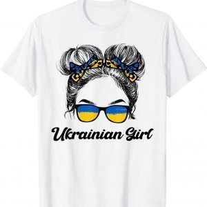 Messy Hair Sunglasses Ukrainian Girl Ukraine Pride Patriotic T-Shirt