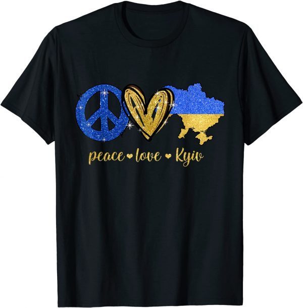 Peace Love Kyiv Ukraine Ukrainian Flag I Stand With Ukraine Classic Shirt