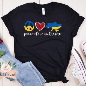 Peace Love Ukraine Ukrainian Flag I Stand with Ukraine Gift Shirt