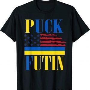 Puck Futin I Stand With American Ukrainian Flag Ukraine Flag Shirt