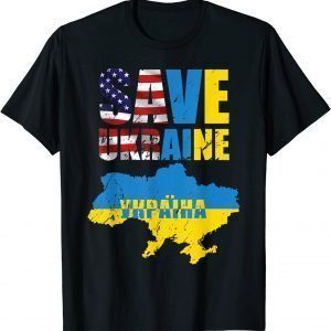 Save Ukraine American USA Flag Support Ukrainian I Support Ukraine T-Shirt