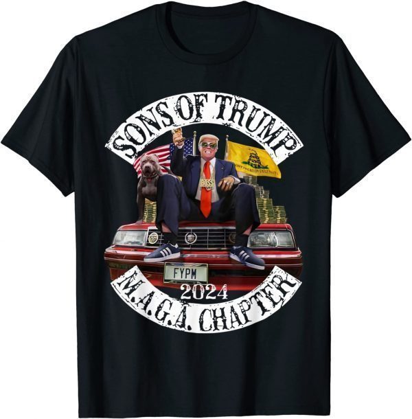 Sons of Trump Maga Chapter 2024 With Pitbull Dog On Car Classic Shirt