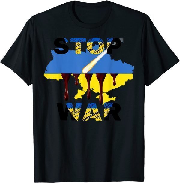 Free Ukraine Stop Ukraine War, Peace in the World Free Ukraine Flag T-Shirt