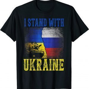 Support I Stand With Ukraine Russian Ukrainian Tank Flag T-Shirt