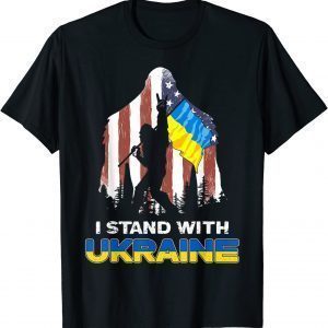 Support Ukraine I Stand With Ukraine American Flag Bigfoot Classic Shirt