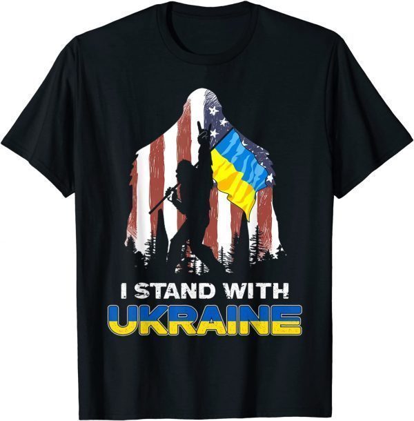 Support Ukraine I Stand With Ukraine American Flag Bigfoot Classic Shirt