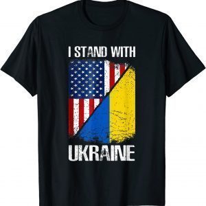 Support Ukraine I Stand With Ukraine American Ukrainian Flag Love Ukraine T-Shirt