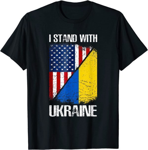 Support Ukraine I Stand With Ukraine American Ukrainian Flag Love Ukraine T-Shirt