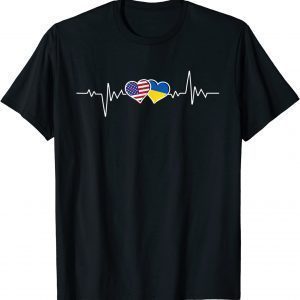 Support Ukraine I Stand With Ukraine Ukrainian USA Heartbeat Classic Shirt