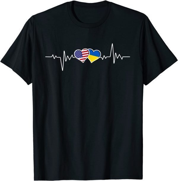 Support Ukraine I Stand With Ukraine Ukrainian USA Heartbeat Classic Shirt