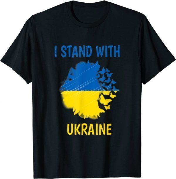 Ukraine Flag Butterflys, Ukrainian Support Lover Ukrainian Flag Shirt