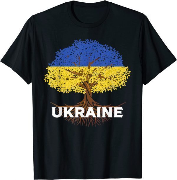 Ukraine Flag Vintage Tree Graphic Ukrainian Roots Classic Shirt
