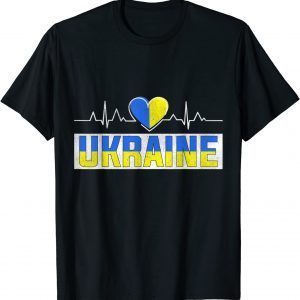 Ukraine Pride Heartbeat I Love Ukraine Flag Heart Costume Peace Ukraine T-Shirt