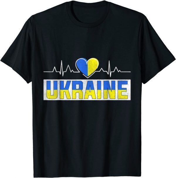 Ukraine Pride Heartbeat I Love Ukraine Flag Heart Costume Peace Ukraine T-Shirt