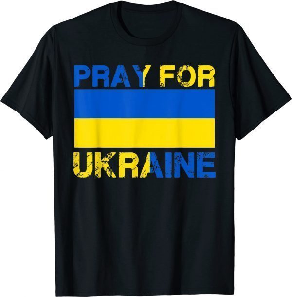 Vintage Pray For Ukraine I Stand With Ukraine Ukrainian Flag Peace Ukraine T-Shirt