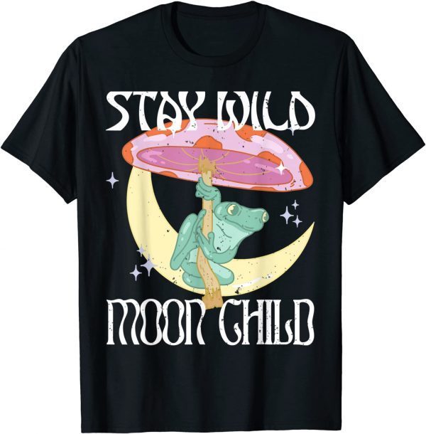 Vintage Retro Stay Wild Moon Child Frog Peace Love Hippie Classic Shirt