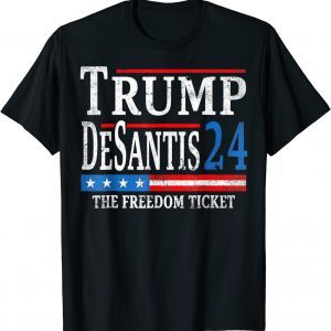 Vintage Trump Desantis 2024 The Freedom Ticket USA Flag Classic Shirt