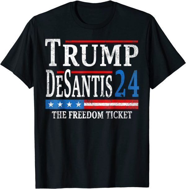 Vintage Trump Desantis 2024 The Freedom Ticket USA Flag Classic Shirt