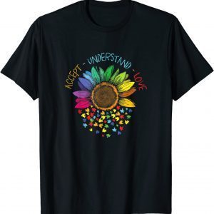 Autism Awareness Accept Understand Love ASD Rainbow Flower 2022 Shirt