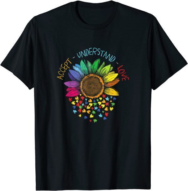 Autism Awareness Accept Understand Love ASD Rainbow Flower 2022 Shirt