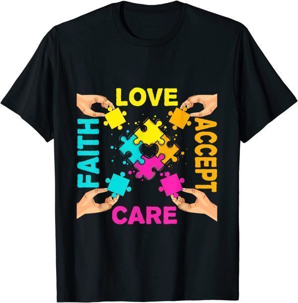 Autism Awareness Acceptance Color Puzzle Pieces 2022 Shirt