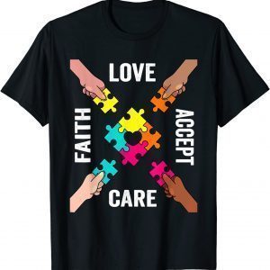 Autism Awareness Acceptance Colorful Puzzle Pieces 2022 Shirt