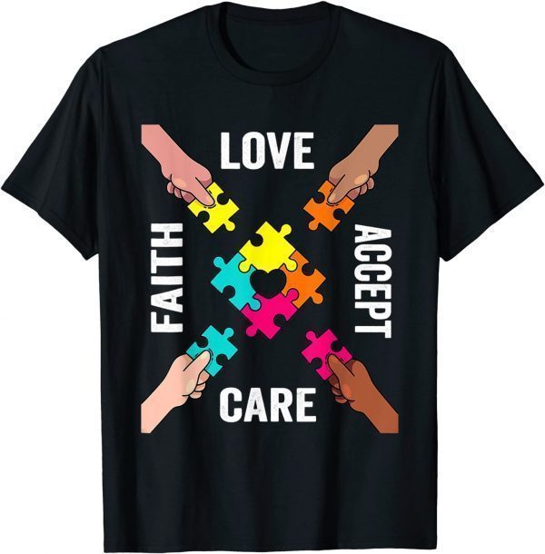 Autism Awareness Acceptance Colorful Puzzle Pieces 2022 Shirt