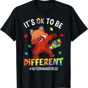 Autism Awareness Dabbing Red Panda It's Ok To Be Different Classic Shirt