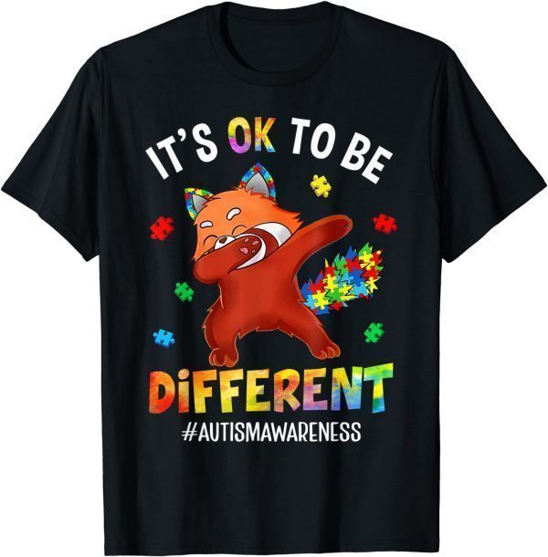 Autism Awareness Dabbing Red Panda It's Ok To Be Different Classic Shirt