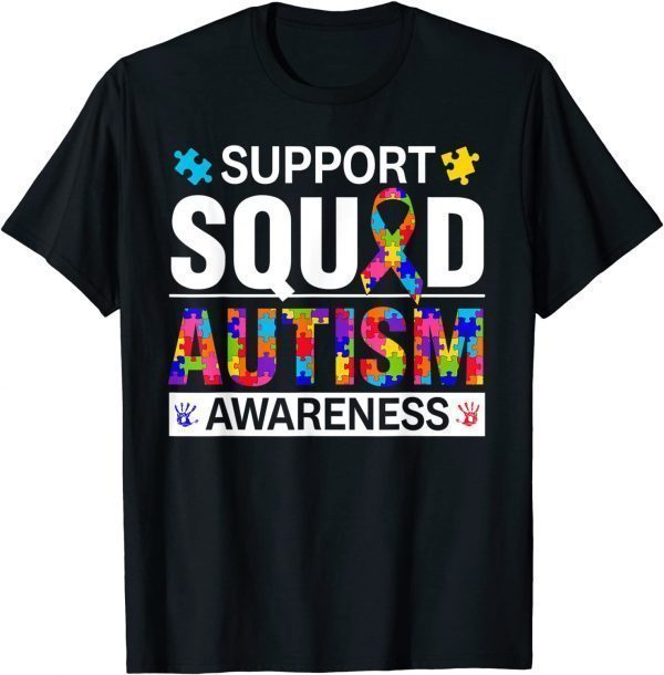 Autism Awareness Day Ribbon Puzzle Piece Support Squad 2022 Shirt