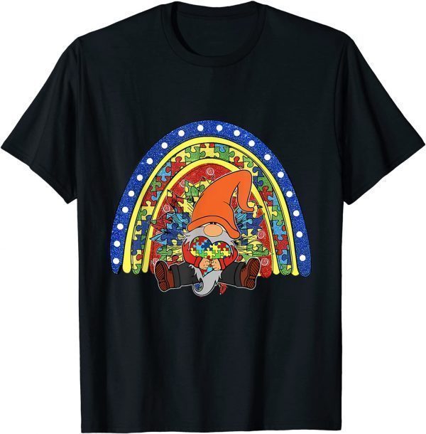 Autism Awareness Gnomes Holding Heart Rainbow Puzzle 2022 Shirt