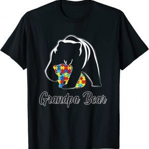 Autism Awareness Grandpa Bear Puzzle Support Autistic Adults T-Shirt