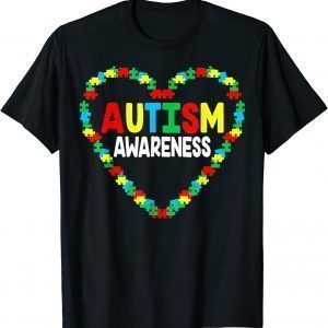 Autism Awareness Heart Puzzle Piece Support Autistic Peace Ukraine T-Shirt