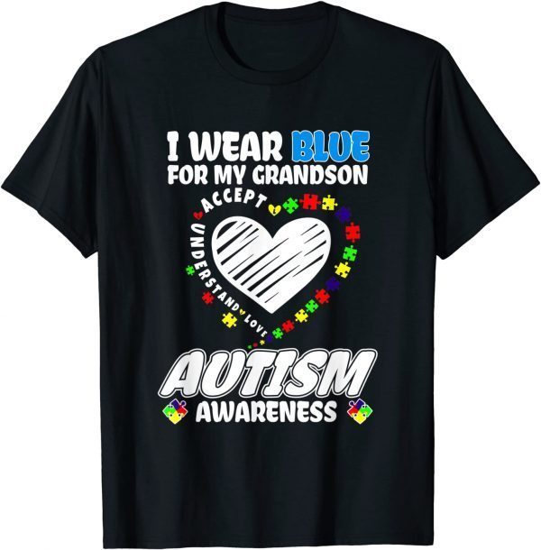 Autism Awareness I Wear Blue for My Grandson Classic Shirt