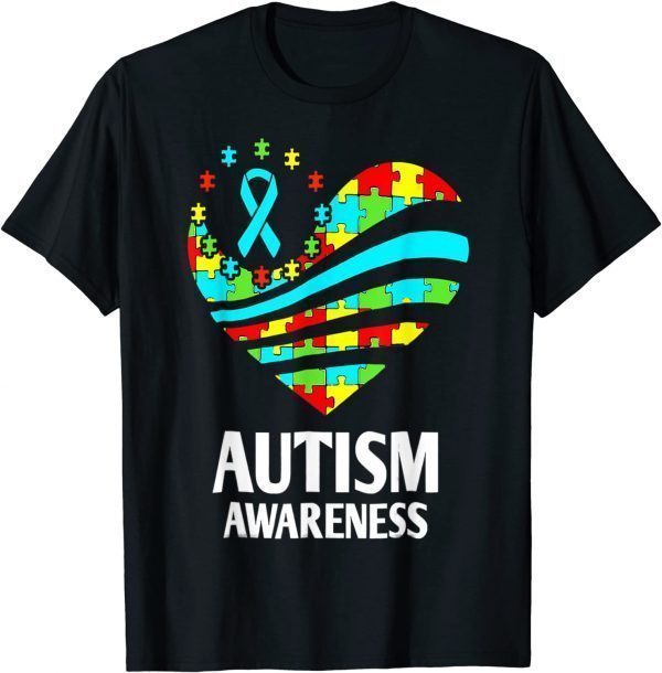 Autism Awareness Women Heart Support Autistic Month 2022 T-Shirt