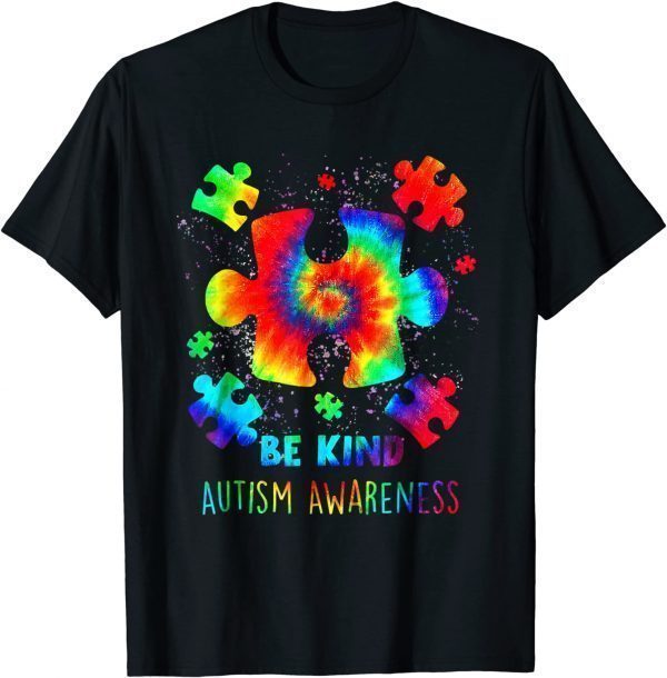 Be Kind Puzzle Pieces Tie Dye Autism Awareness 2022 Shirt