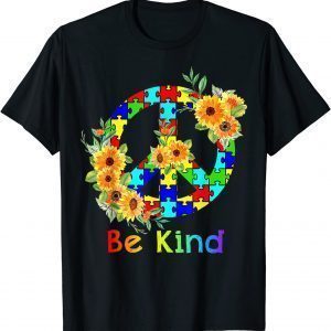 Be Kind Sunflower Autism Puzzle Awareness Month T-Shirt