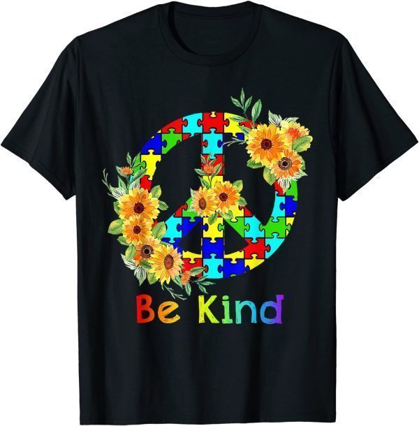 Be Kind Sunflower Autism Puzzle Awareness Month T-Shirt