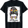 Bleached Autism Mom Messy Bun Autism Awareness Support Classic Shirt