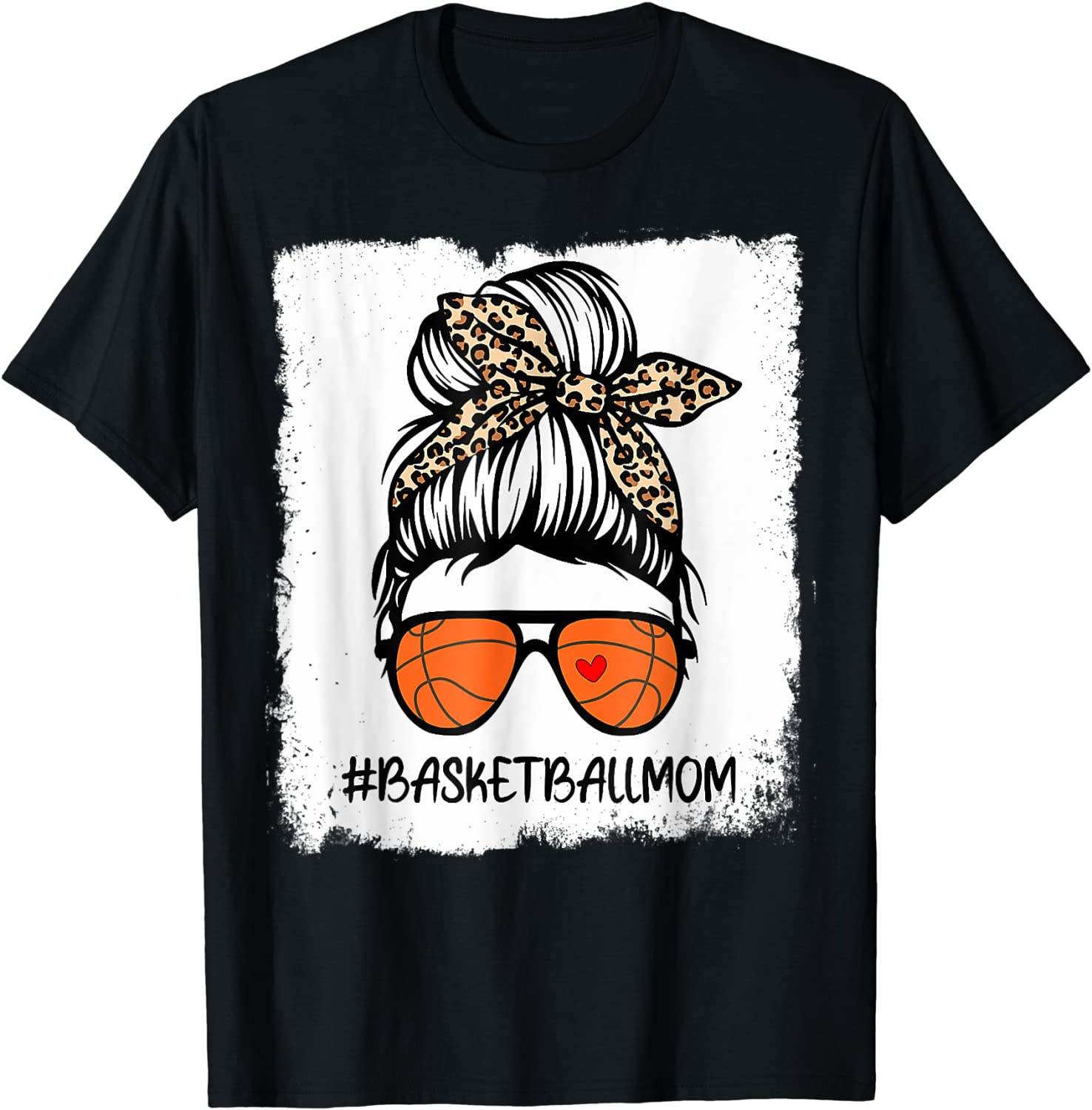 Bleached Basketball Mom Life Leopard Messy Bun Game Day Classic Shirt