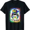 Bleached Messy Bun Mom Life Tie Dye Mother's Day 2022 Shirt