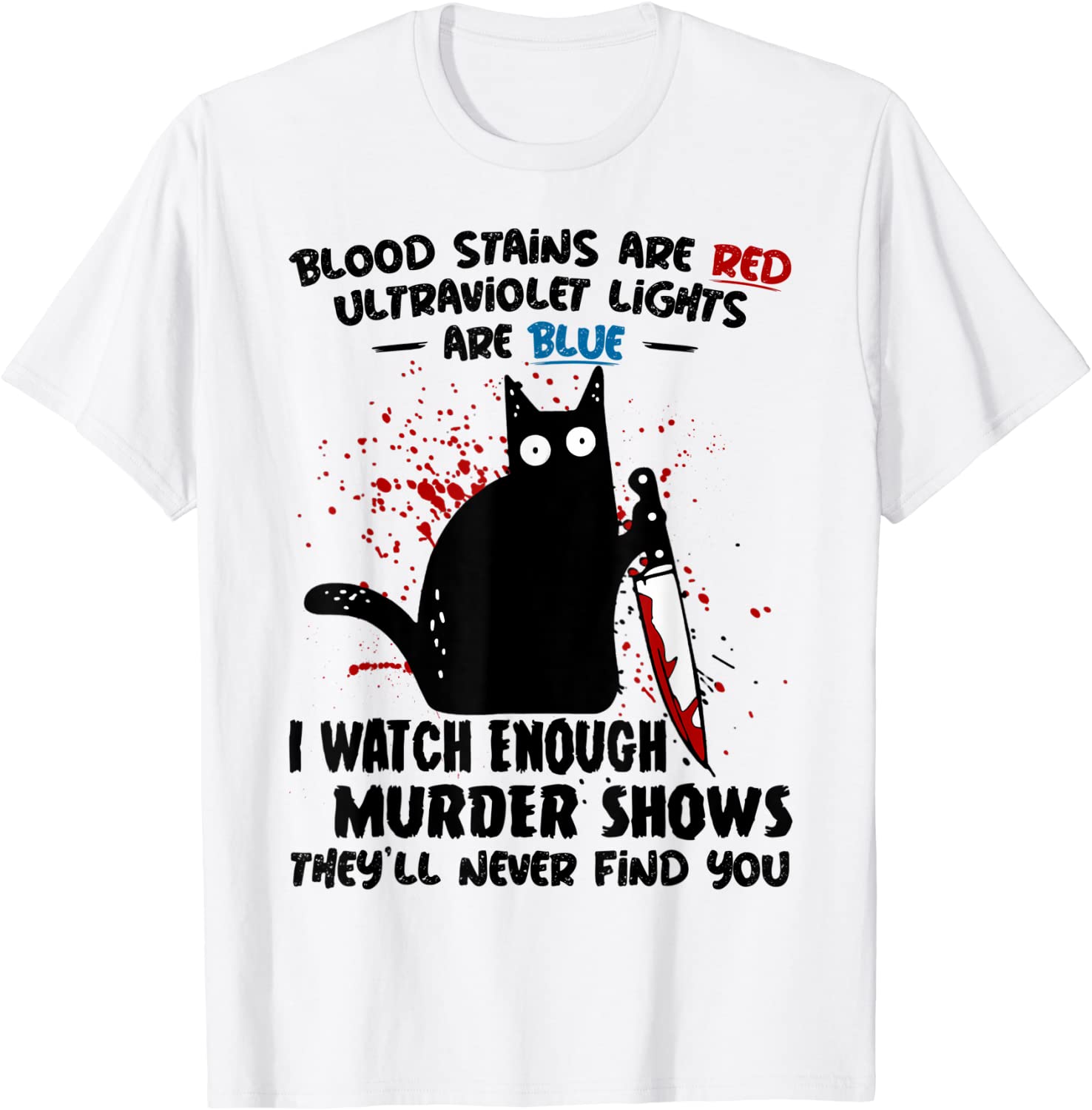 Blood Stains are Red Ultraviolet Lights are Blue Cat 2022 Shirt