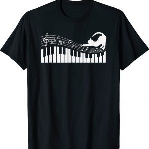 Cat Piano Music Lover Notes Student Teacher Musician Classic T-Shirt