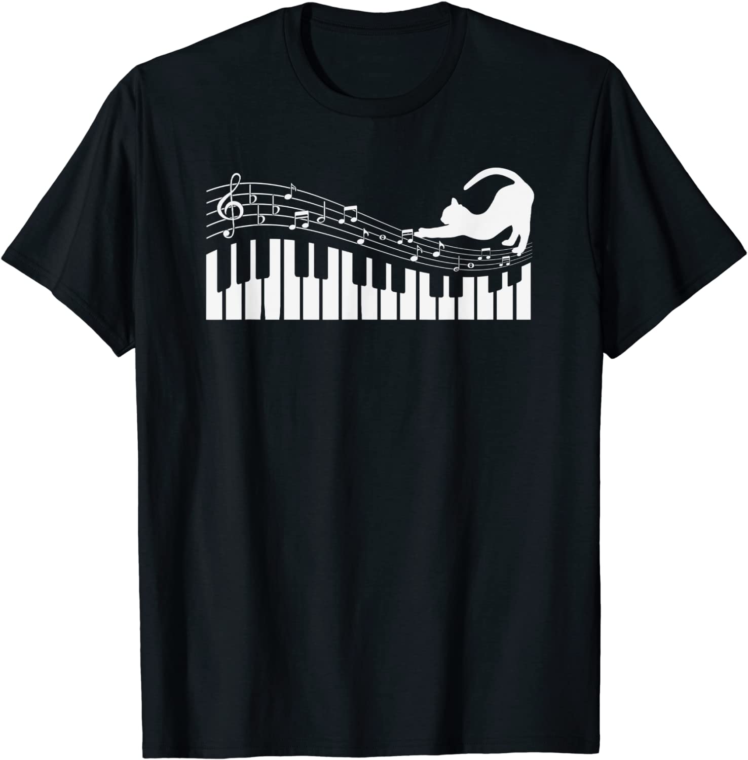 Cat Piano Music Lover Notes Student Teacher Musician Classic T-Shirt